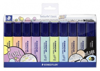 Szövegkiemelő készlet, 1-5 mm, STAEDTLER "Textsurfer Classic Pastel 364 C", 10 különböző szín